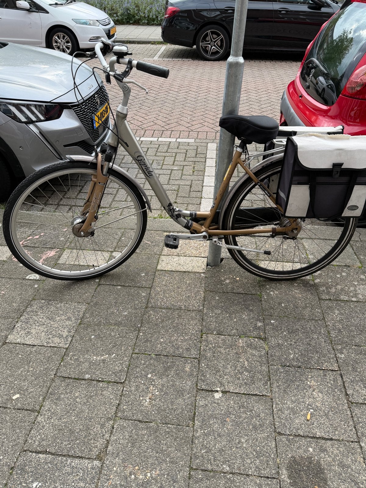Damesfiets met lage instap en fietstassen, Terugtraprem, Ophalen of Verzenden, 50 tot 53 cm, Gazelle