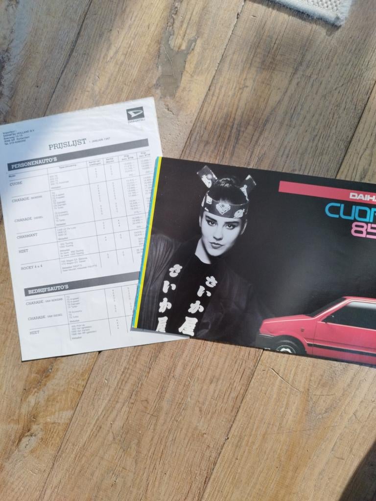 Daihatsu Cuore 850 brochure met prijslijst 1987, Ophalen of Verzenden, Zo goed als nieuw, Daihatsu