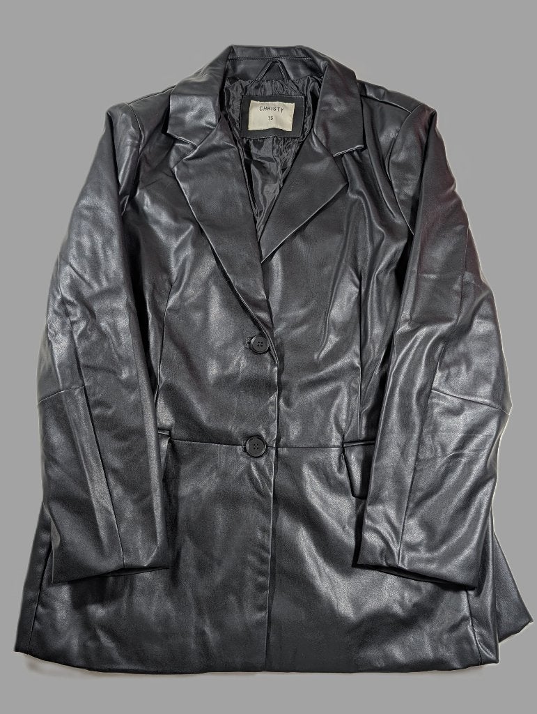 Christy | leren blazer | zwart | maat 48 T5 | faux leather, Christy, Zwart, Maat 46/48 (XL) of groter, Ophalen of Verzenden