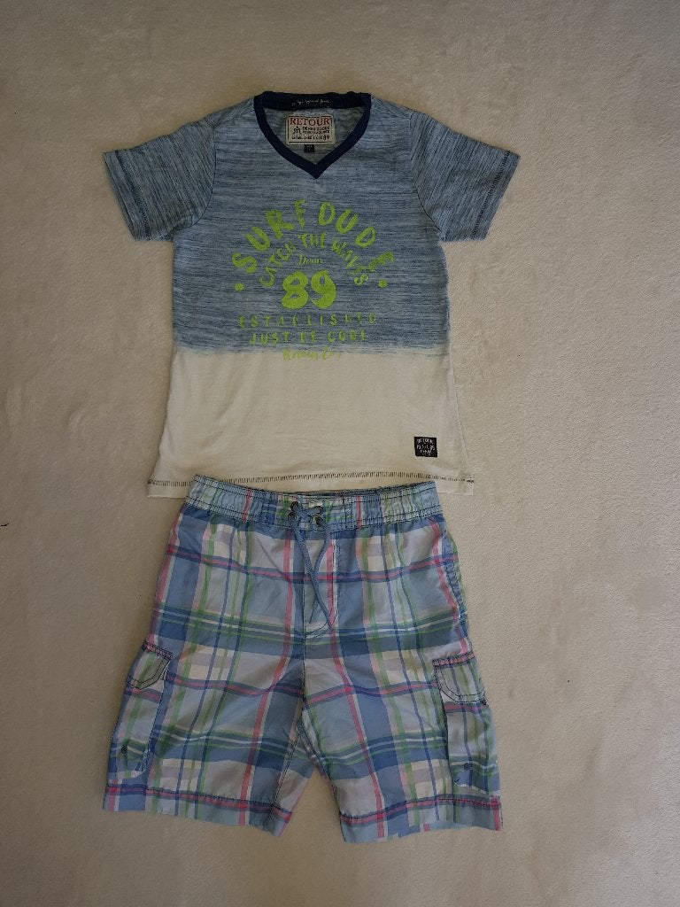 Super tof RETOUR JEANS shirt blauw-wit maat 6/116., Kinderen en Baby's, Verzenden, Zo goed als nieuw, Shirt of Longsleeve, Jongen