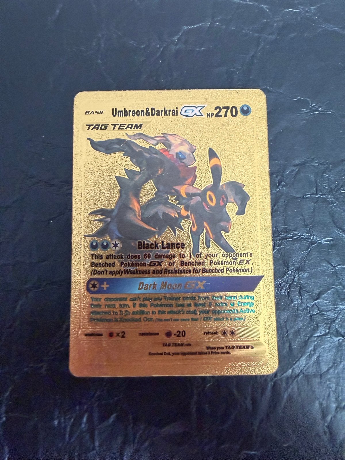 Pokémon Kaart Umbreon & Darkrai GX TAG TEAM Goud, Ophalen of Verzenden, Zo goed als nieuw, Losse kaart