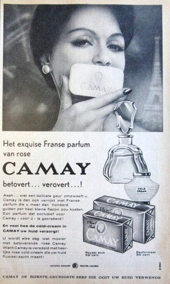 5 vintage advertenties reclames van Camay zeep 1960, Ophalen of Verzenden, Gebruikt, Overige typen