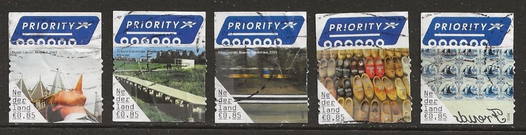 S- Ned. gest. 2006 nr. 2408-2412 Priority, Ophalen of Verzenden, Na 1940, Gestempeld