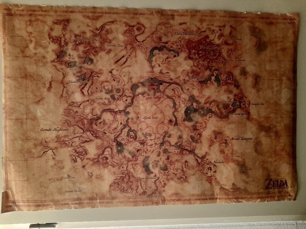 Poster The Legend of Zelda: Breath of the Wild - kaart, Ophalen of Verzenden, A1 t/m A3, Film en Tv, Rechthoekig Staand