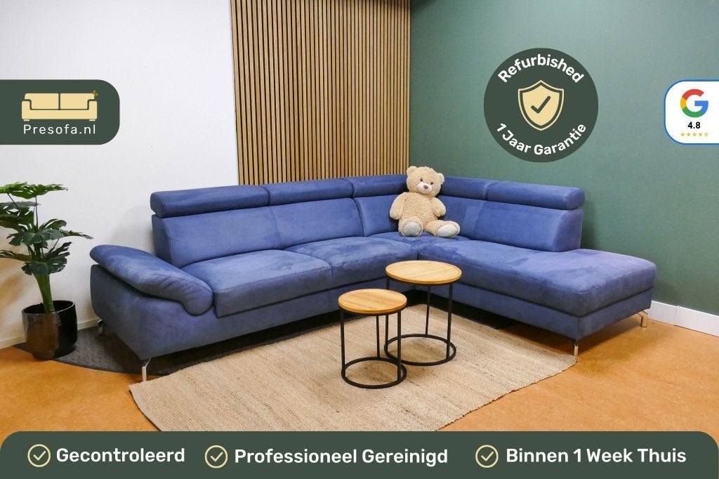 Hoekbank Montèl Chicago Navy Blauw [Refurbished], 250 tot 300 cm, -, -, Hoekbank