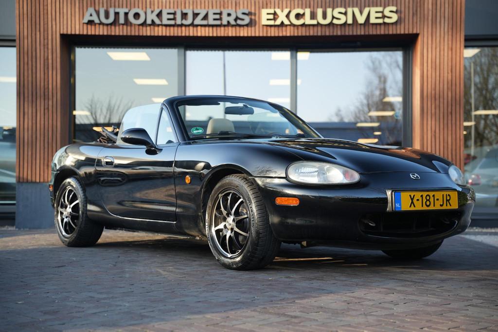 Mazda MX-5 1.6i Elektr. Ramen Leer Nardi Nette Staat!, Auto's, 4 cilinders, Cabriolet, Zwart, Bedrijf