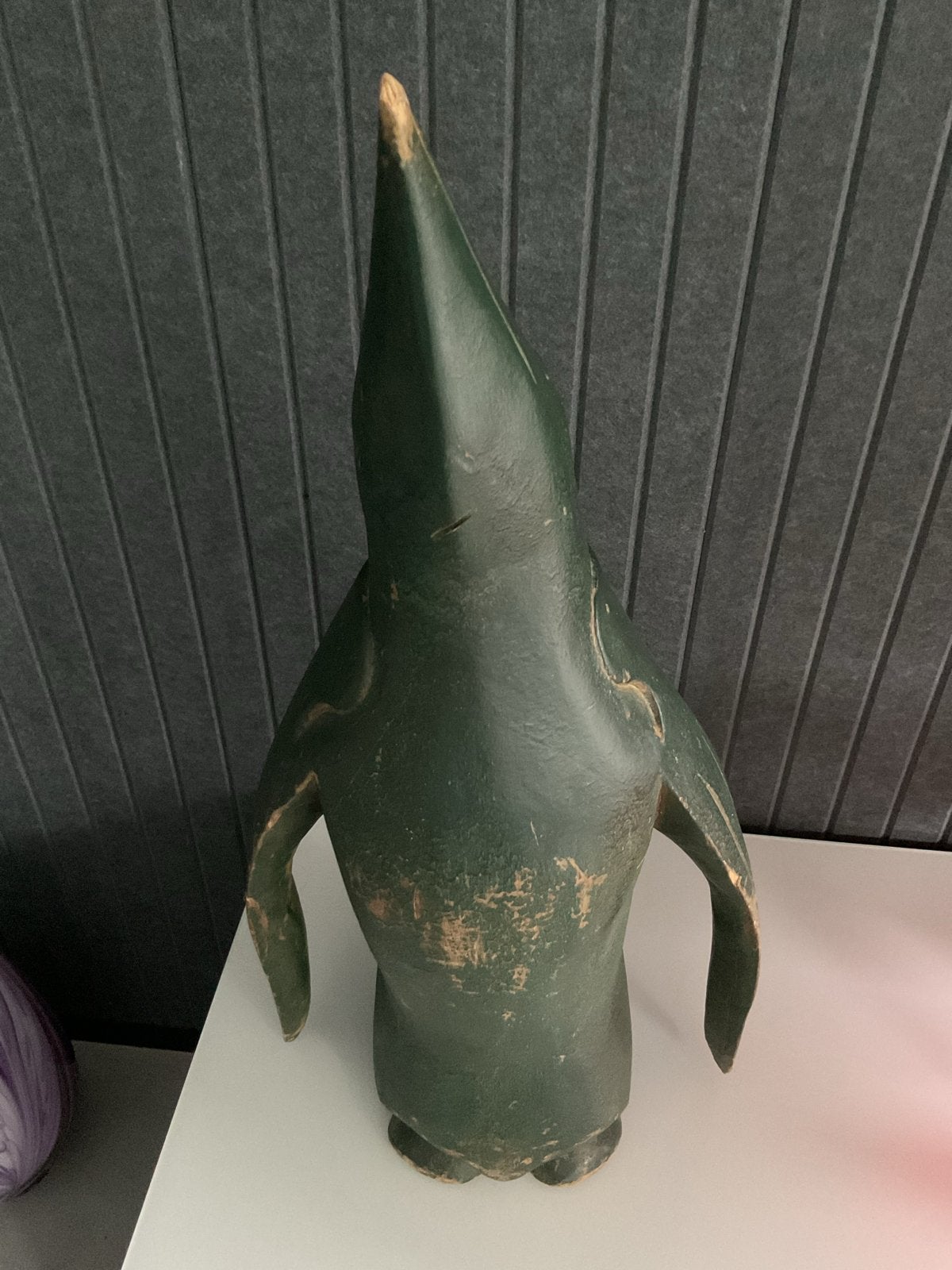 Vintage Houten Pinguïn Beeld - Groen, Ophalen of Verzenden