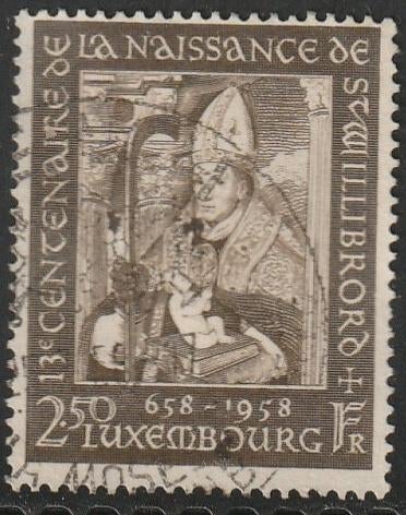 Luxemburg 1958 584 Willibrord, Gest, Ophalen of Verzenden, Luxemburg, Gestempeld
