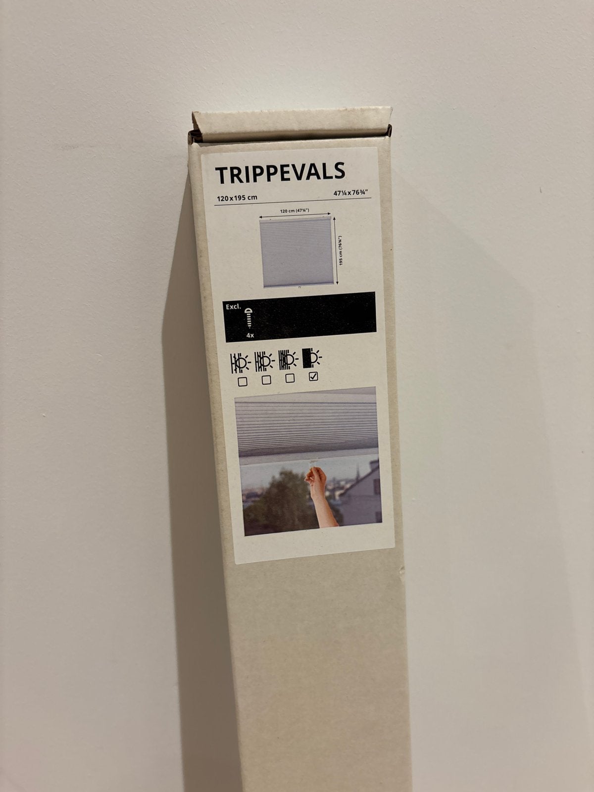 IKEA TRIPPEVALS Verduisterend Plisségordijn 120x195 cm, Huis en Inrichting, Ophalen, Verduisterend, Nieuw, IKEA