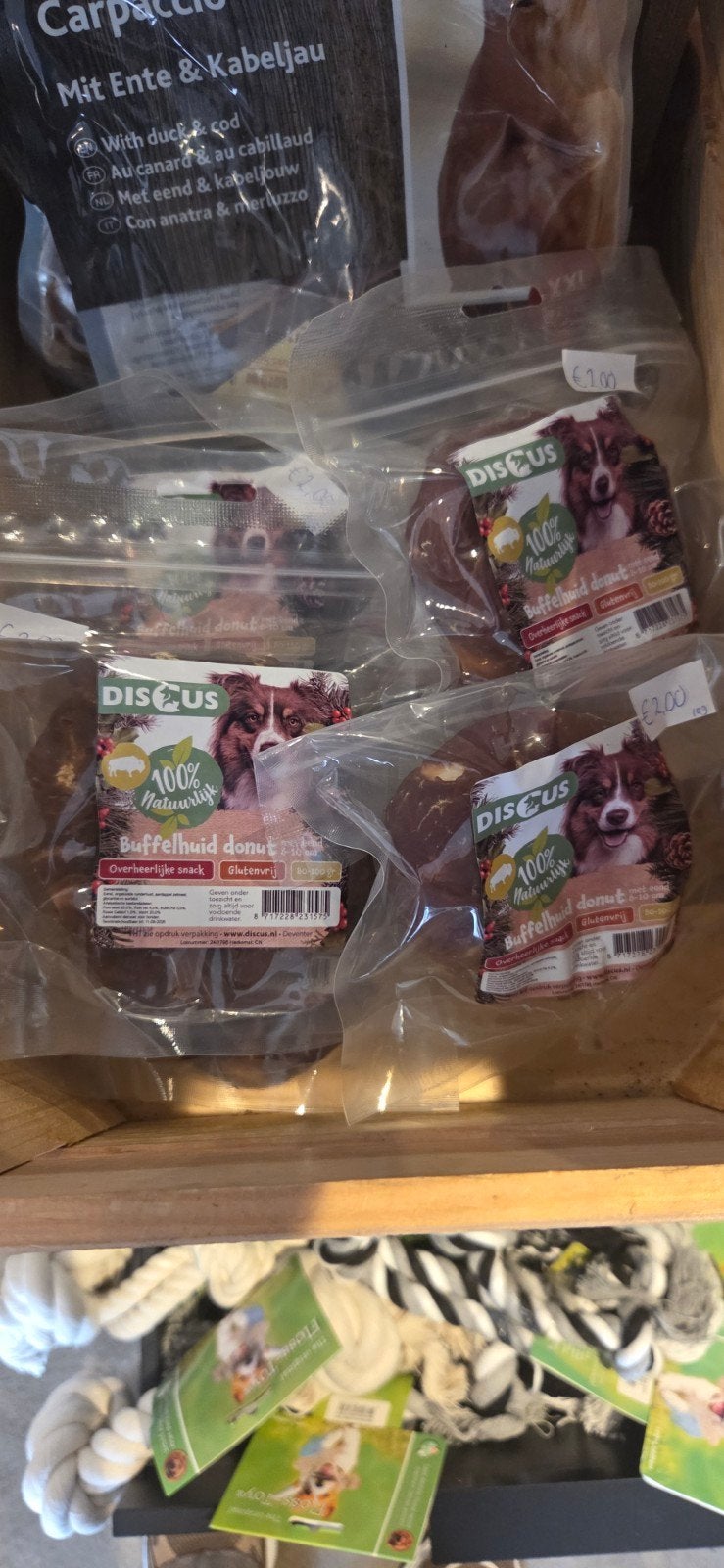 Discus Buffelhuid Donut met Eend – 100% Natuurlijke Hondensn, Ophalen of Verzenden