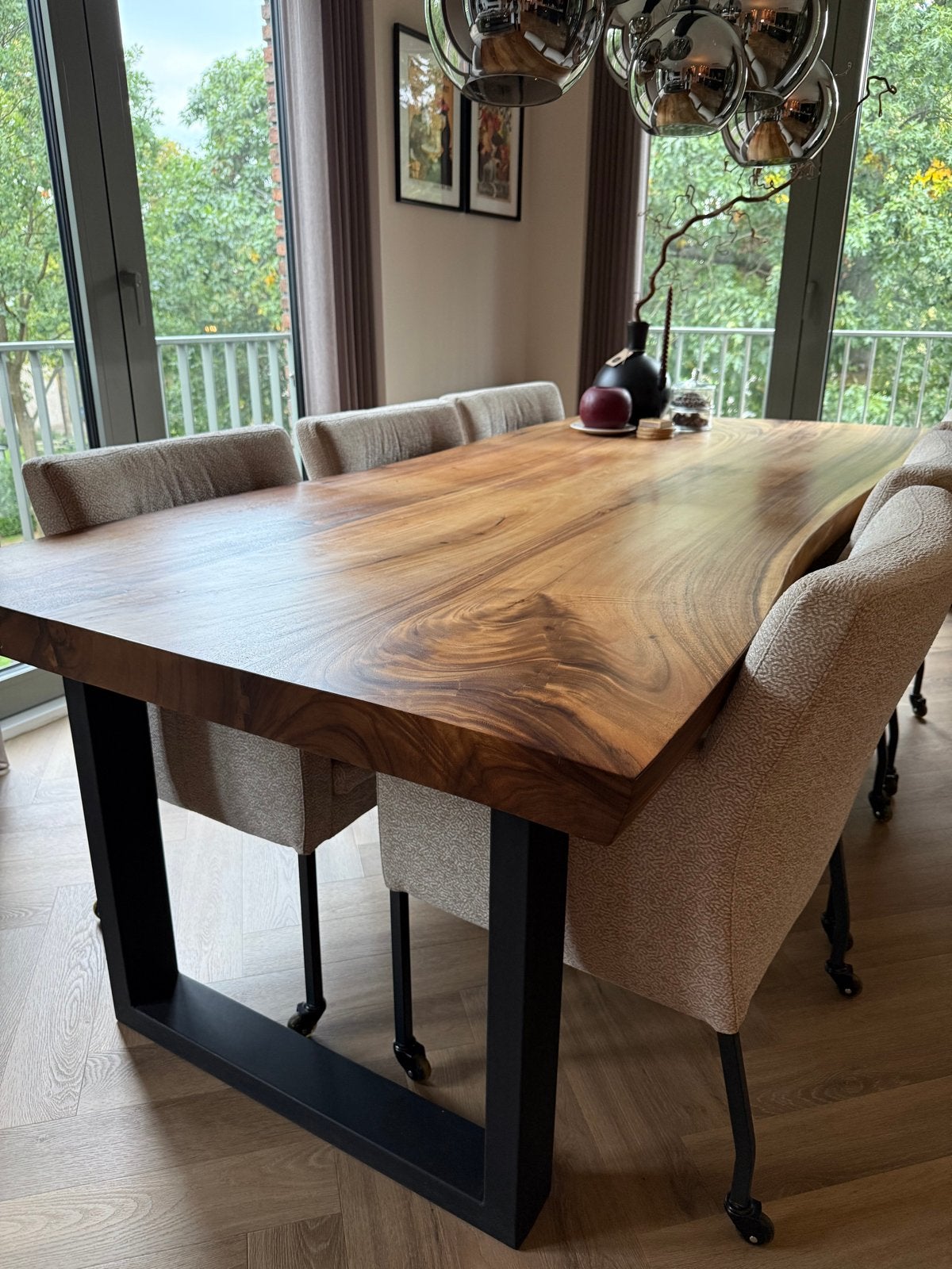 Boomstamtafel 2.40m x 1.10m - Massief Hout, Ophalen, Gebruikt, 100 tot 150 cm, 200 cm of meer