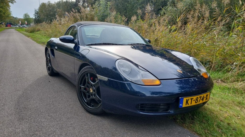 Porsche  Boxster 2.5, Auto's, Porsche, Particulier, Boxster, Benzine, Cabriolet, Handgeschakeld, Geïmporteerd, Blauw, Grijs, Leder