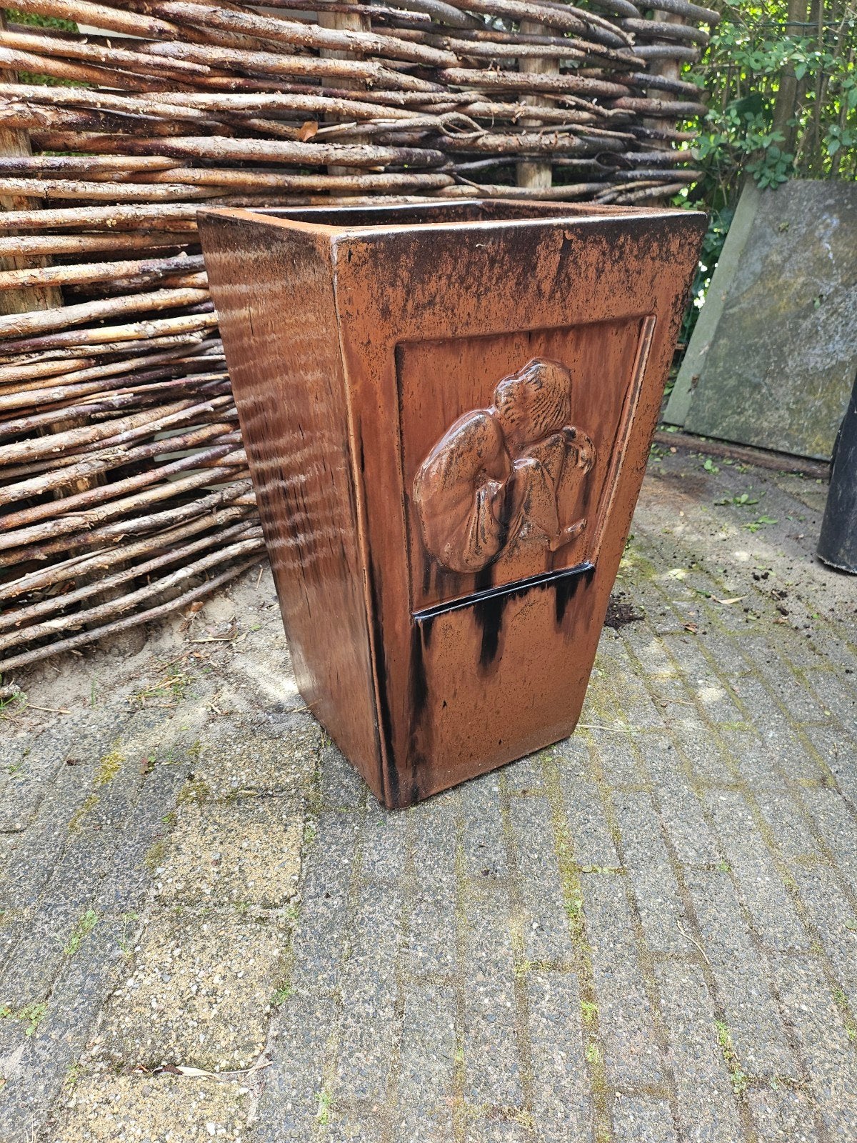 Hogebloempot 34x34x58 cm met afwateringsgat, Tuin en Terras, Bloempotten, Ophalen, Gebruikt, Kunststof, Binnen
