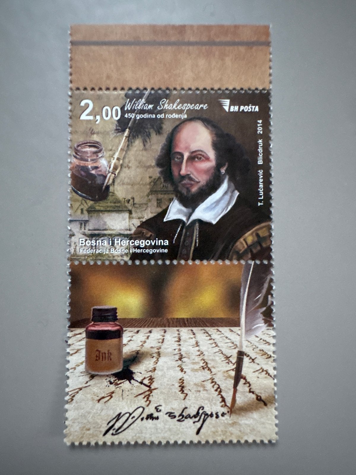 William Shakespeare Postzegel - Bosnië en Herzegovina 2014, Verzenden, Frankeerzegel, Zonder stempel, Postfris
