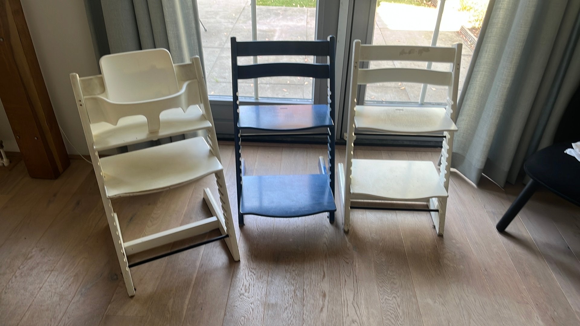 2x stokke tripp trapp kleur wit., Ophalen, Gebruikt, Meegroeistoel, Stoelverkleiner