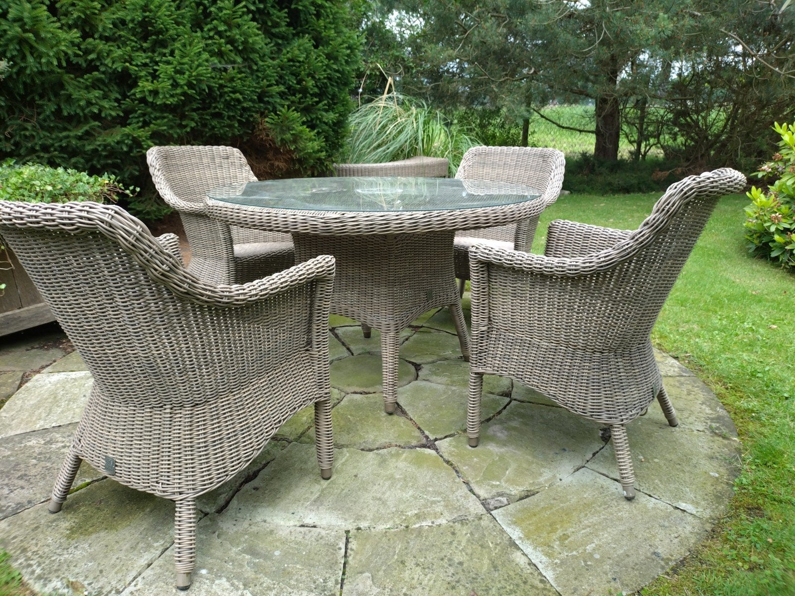 Mooie ronde 4 Seasons tuinset, Ophalen, Zo goed als nieuw, Wicker, Tuinset