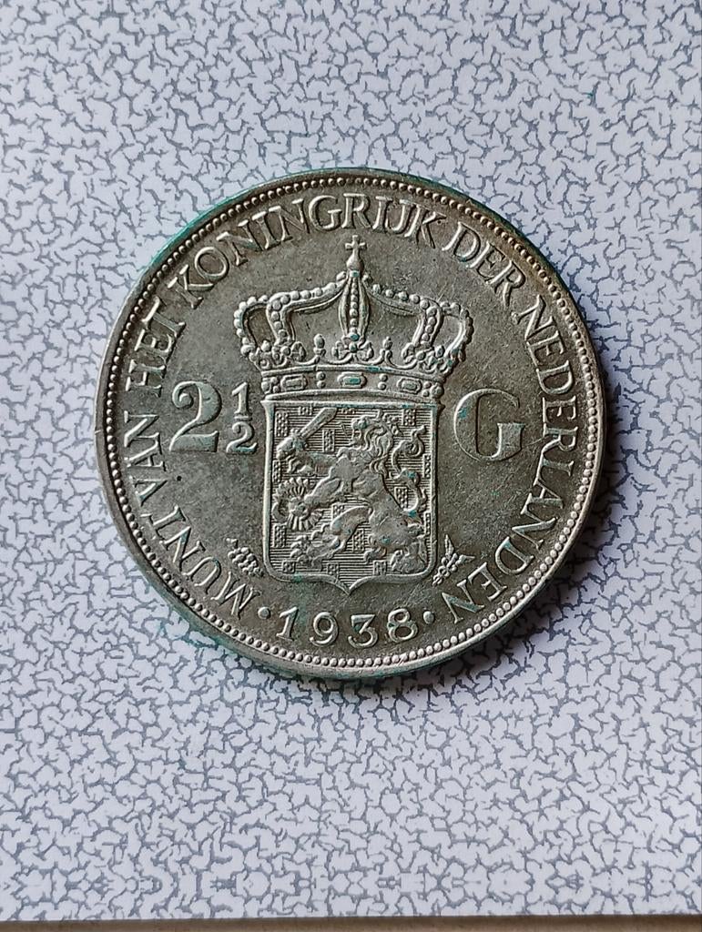 Nederland 2,5 gulden 1938, Ophalen of Verzenden, Koningin Wilhelmina, 1 gulden