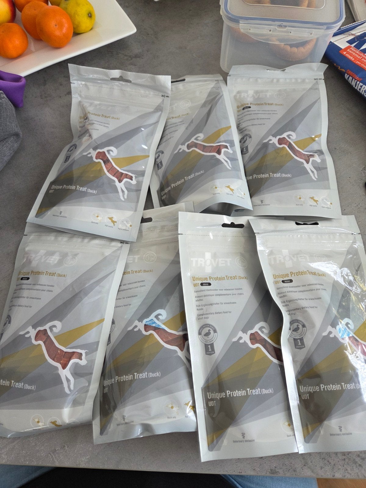 Trovet treats duck 7 zakken 125 gram tht 29-09-2027, Ophalen of Verzenden, Kat