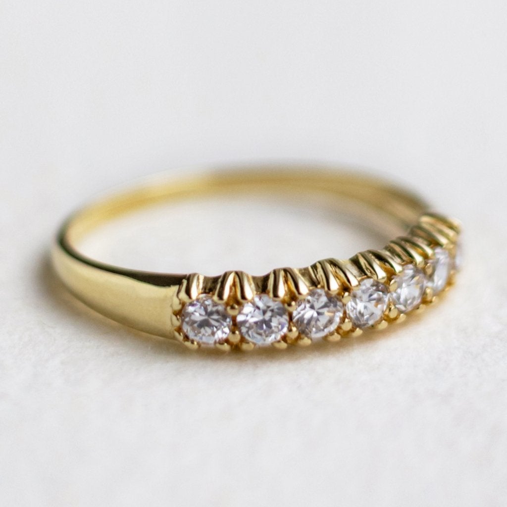 Vintage 9K gouden H eternity ring met CZ - maat 18,25, Sieraden, Tassen en Uiterlijk, Ringen, 18 tot 19, Ophalen of Verzenden