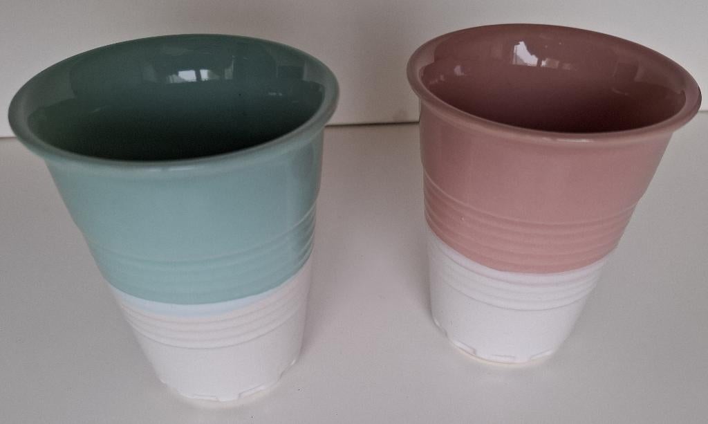Design ECO Dip Beker - Aardewerk – Roze en Mint, Ophalen, Nieuw, Overige stijlen, Kop(pen) en/of Schotel(s)