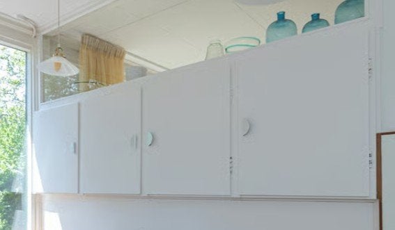 Vier Piet Zwart Bruynzeel boven keukenkasten, Huis en Inrichting, Keuken | Keukenelementen, Ophalen, Gebruikt, Wit, 50 tot 100 cm