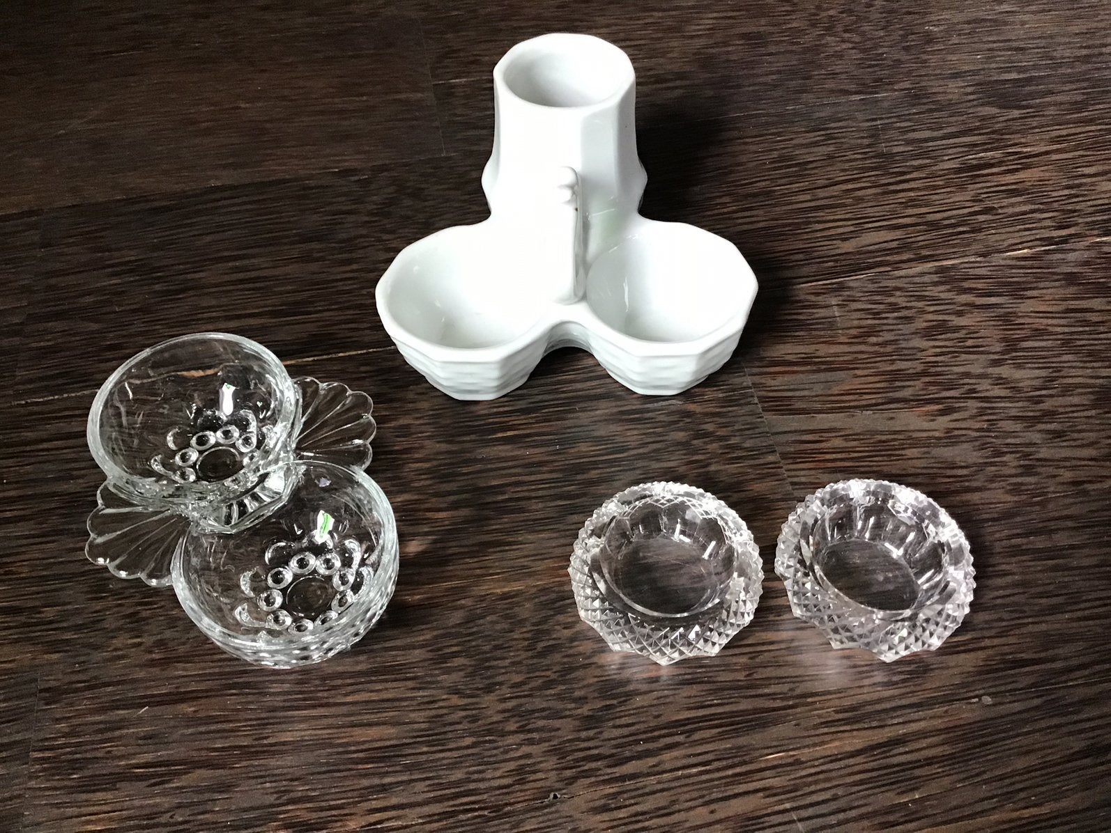 3 glazen peper- en zoutvaatjes. + 1 porseleinen, Ophalen of Verzenden