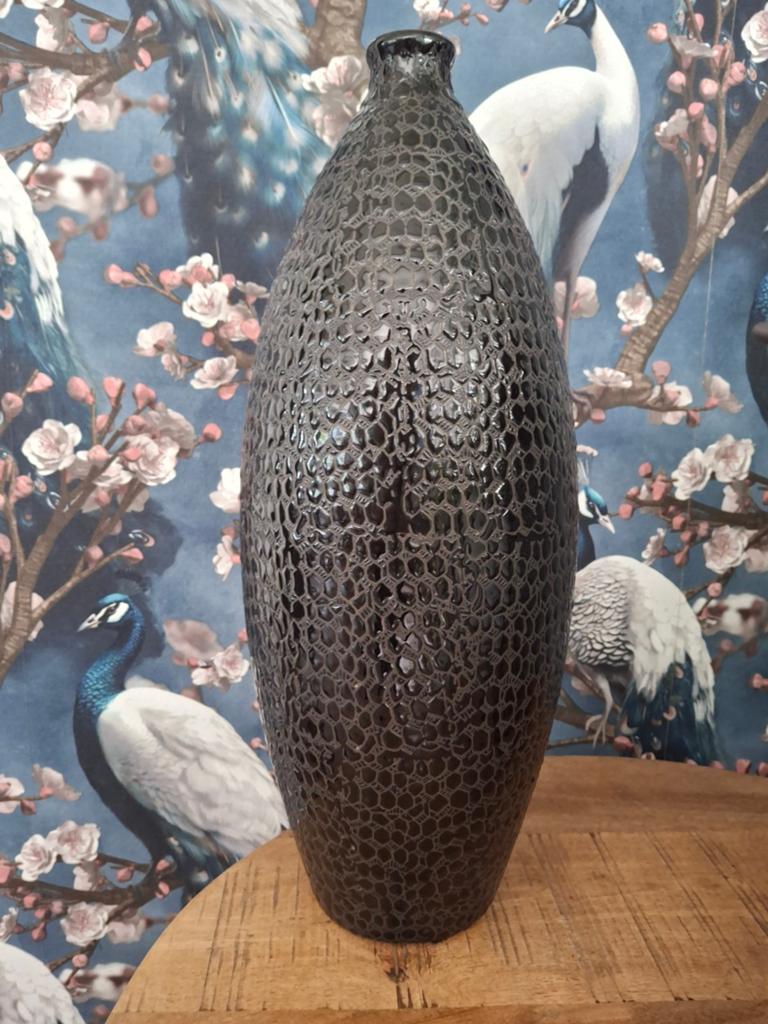 Grote zwarte vaas, Huis en Inrichting, Zwart, Ophalen of Verzenden, Minder dan 50 cm, Glas