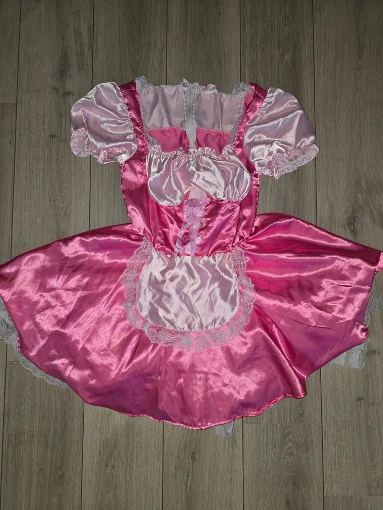 Satijnen jurkje roze, ook voor sissy, maat L, zgan, Verzenden, Zo goed als nieuw, Maat 42/44 (L), Roze