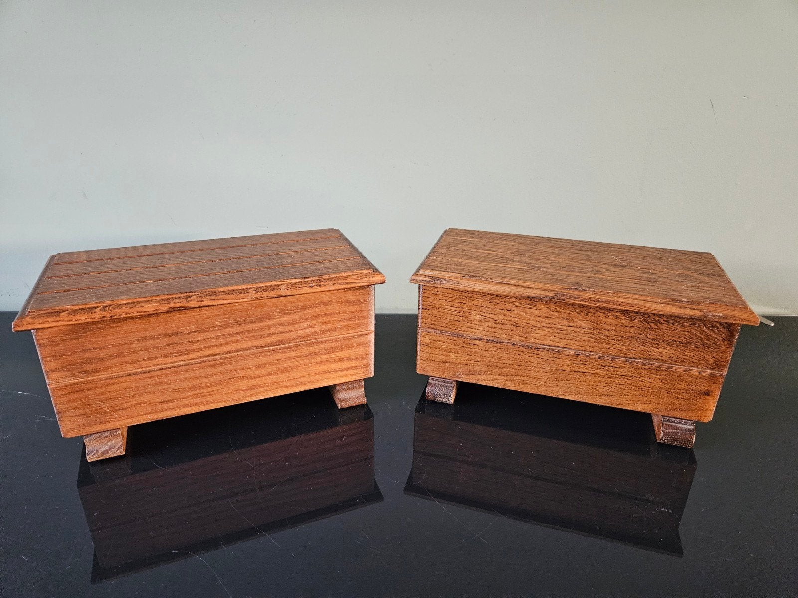 Set van 2 Art Deco eikenhouten doosjes, vintage, Ophalen of Verzenden