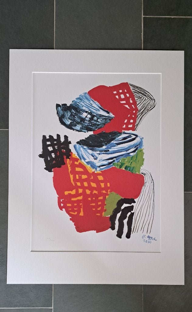 Litho Karel Appel * Thought's Boomerang * in passe-partout, Gesigneerd in de plaat, Lithografie, Ophalen, Personages en Fantasiefiguren