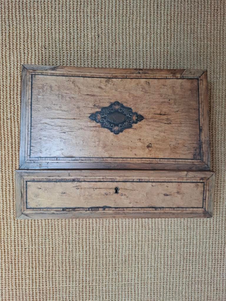 Antiek reisbureau/schrijfdoos met groen vilt, Antiek en Kunst, Ophalen of Verzenden