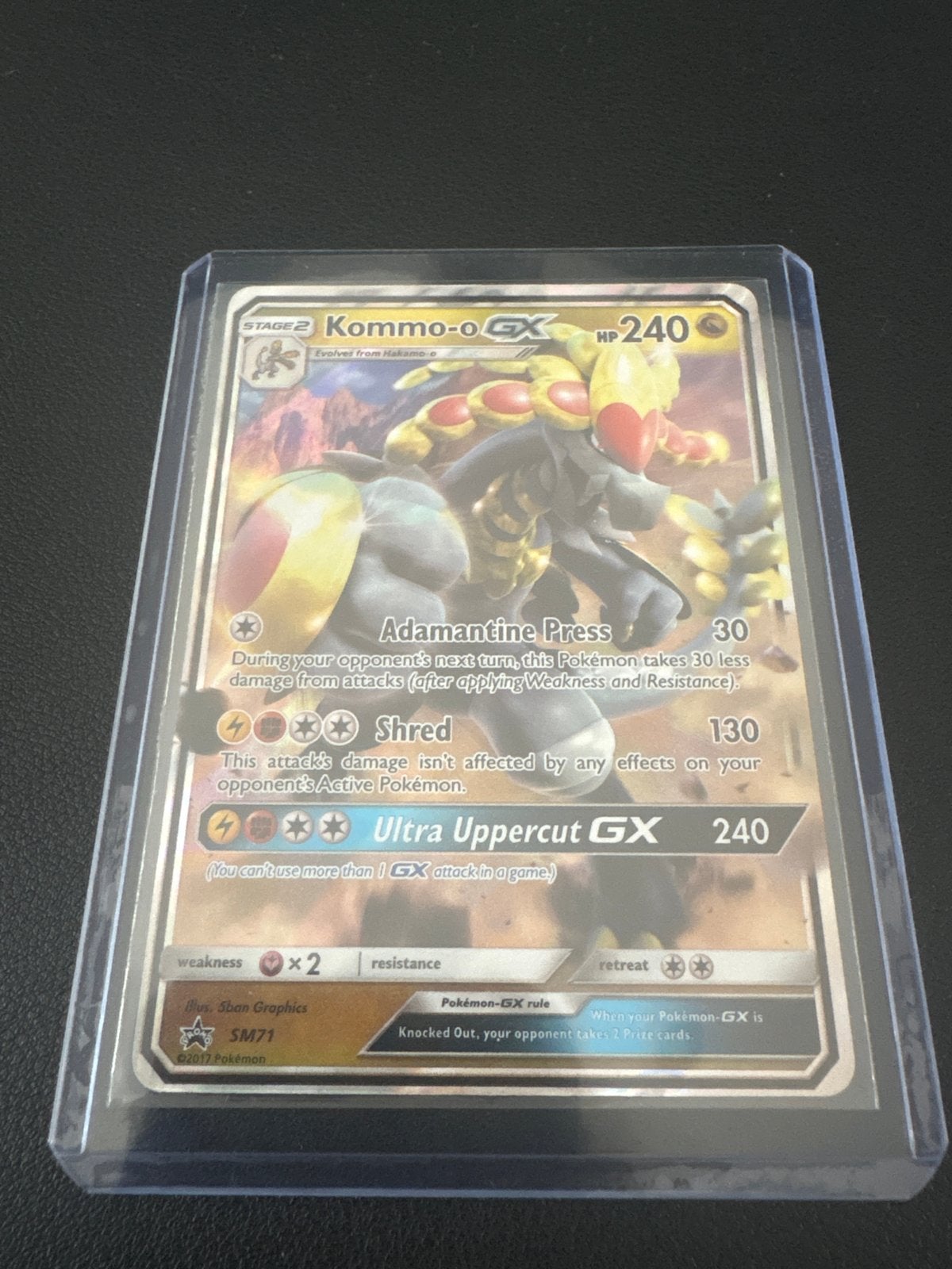 Kommo-o GX SM71 Full Art Pokémon Kaart, Hobby en Vrije tijd, Ophalen of Verzenden, Zo goed als nieuw, Losse kaart, Foil