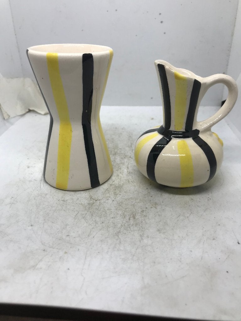 2  mid century design gouda plateel miniatuur vaasjes, Ophalen of Verzenden