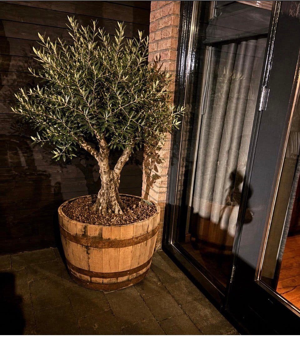 Eikenhouten bloembak, Tuin en Terras, Ophalen, Rond, Zo goed als nieuw, Bb
