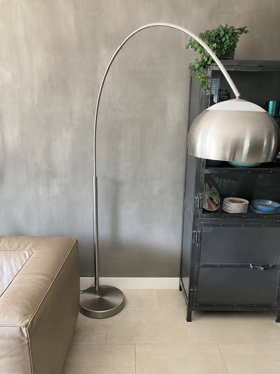 Booglamp op voet, Huis en Inrichting, Lampen | Vloerlampen, Ophalen, Zo goed als nieuw, 150 tot 200 cm