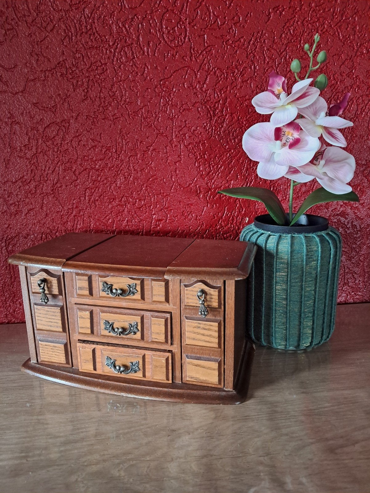 Prachtige vintage houten sieradenkistje., Ophalen of Verzenden