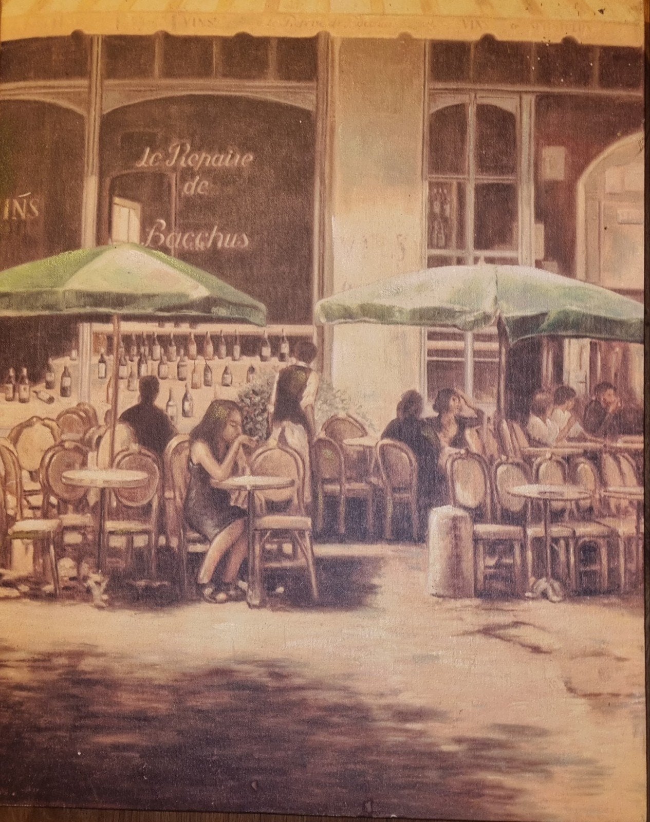 Schilderij 'Le Repaire de Bacchus' - Caféscène, Antiek en Kunst, Ophalen of Verzenden