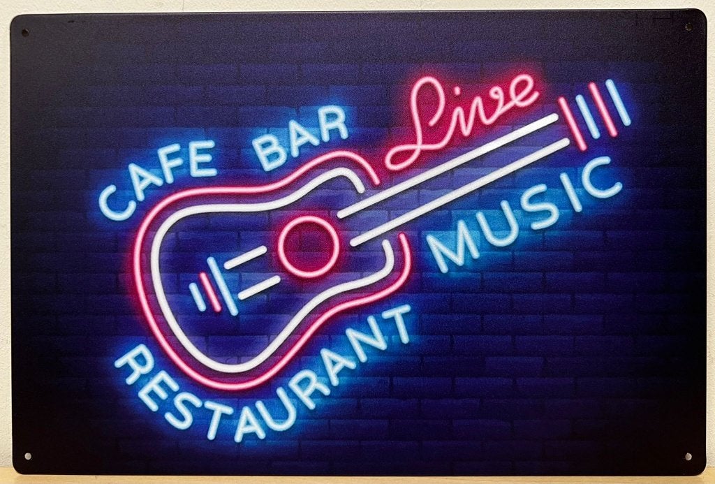 Gitaar Neon Stijl Cafe reclamebord van metaal wandbord deco, Huis en Inrichting, Woonaccessoires | Wanddecoraties, Info@deconoord.nl