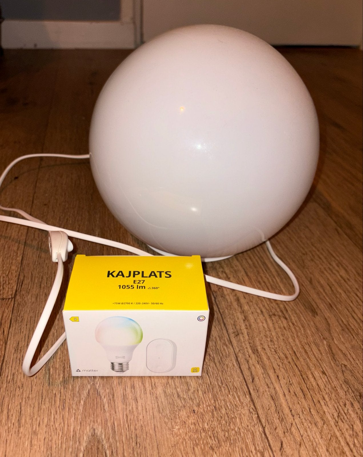 IKEA FADO + KAJPLATS E27 Smart LED, Ophalen, Wit, Zo goed als nieuw, Dimbaar