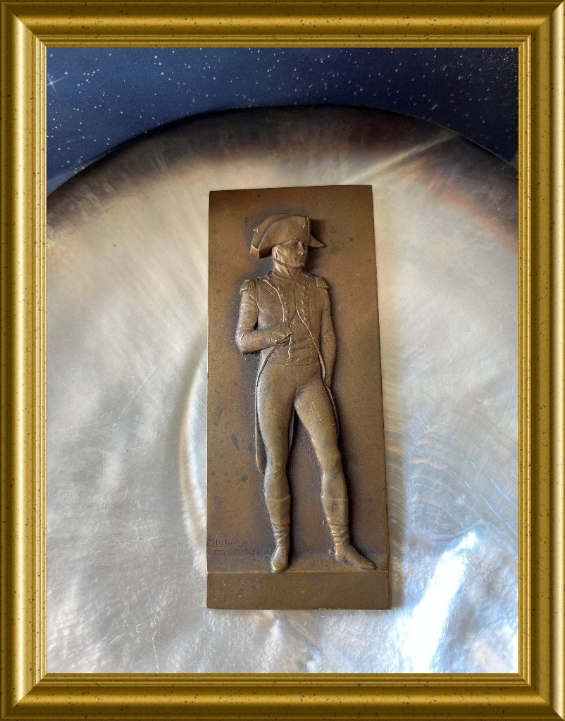 Oude bronzen Napoleon Bonaparte reliefplaquette, Ophalen of Verzenden, Brons