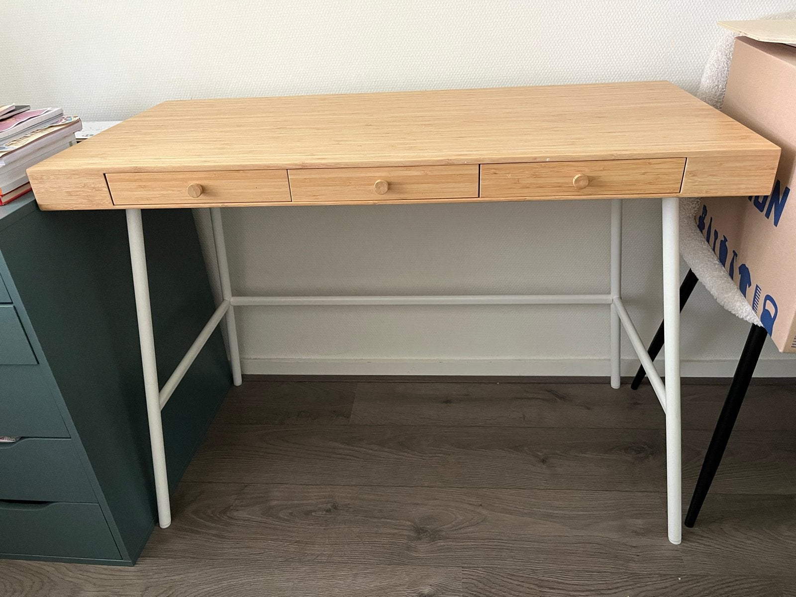 IKEA LILLÅSEN bureau bamboe met 3 lades, Ophalen, Gebruikt, IKEA, Wit