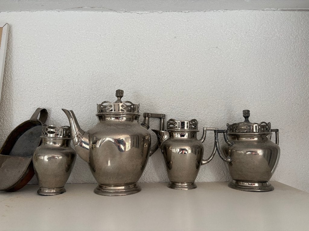 Antiek C. Kurz & Co. 4-delig koffie-/theeservies Jugendstil, Antiek en Kunst, Ophalen of Verzenden