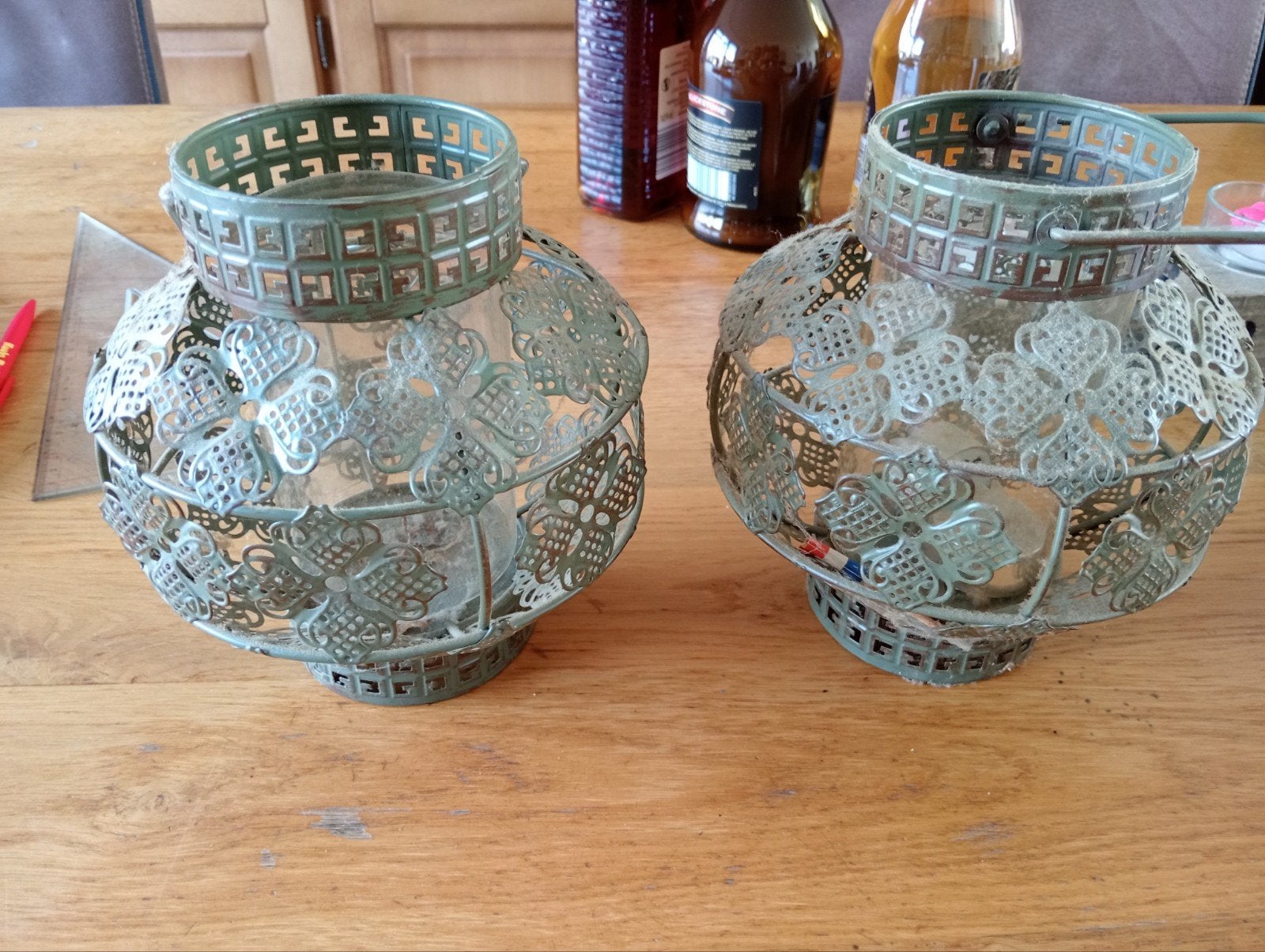 2 decoratieve lantaarns, Ophalen of Verzenden, Zo goed als nieuw, Metaal, Kaars