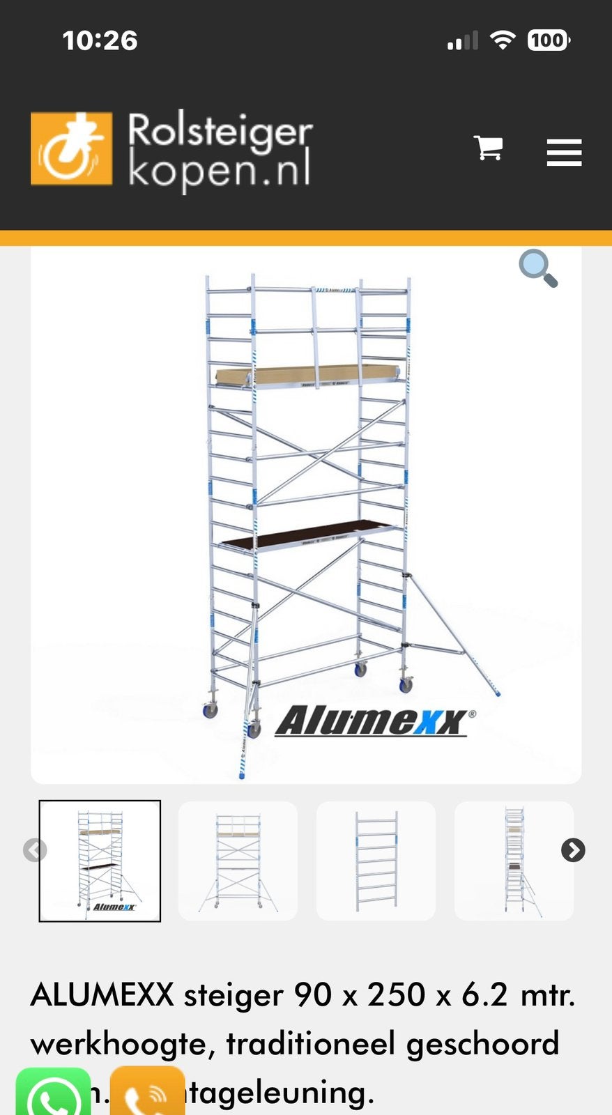 Te koop, Doe-het-zelf en Verbouw, Steigers, Ophalen, Zo goed als nieuw, Rolsteiger of Kamersteiger, 5 meter of hoger