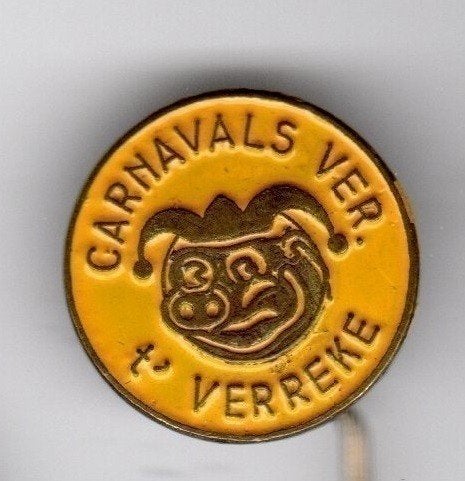 Speldje CARNAVALS VERENIGING 't VERREKE VELDHOVEN GEEL (A1), Ophalen of Verzenden, Gebruikt, Overige onderwerpen