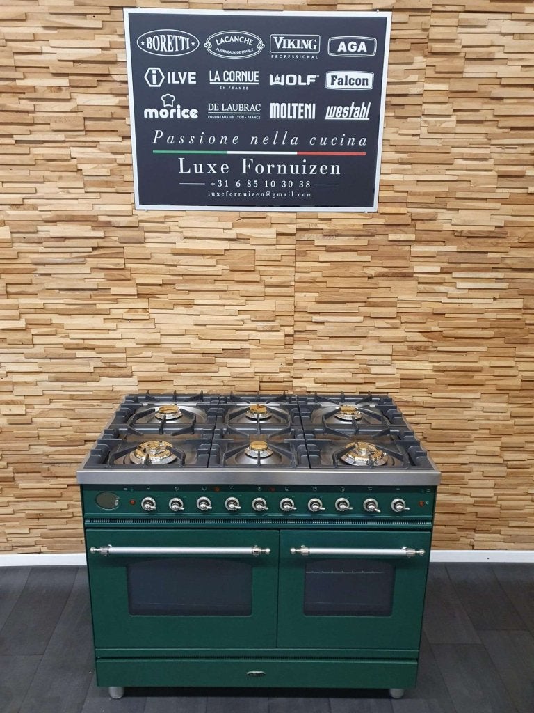 🔥Boretti Fornuis 100cm GROEN & rvs 6 pits 2 ovens, Witgoed en Apparatuur, Fornuizen, Niet ingevuld, 60 cm of meer, Niet ingevuld