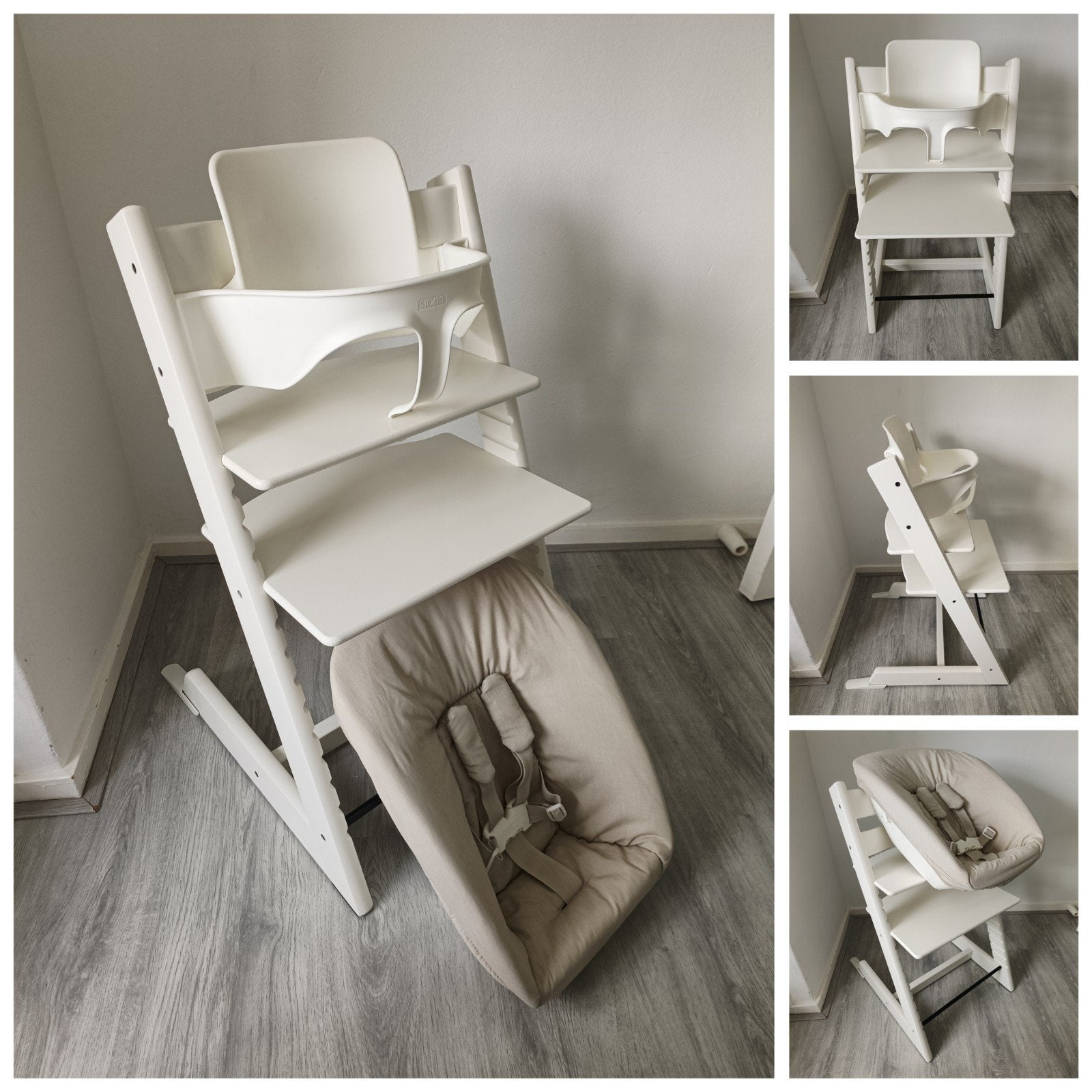 ZGAN! Stokke Tripp Trapp wit+babyset,newbornset evt. tray, Kinderen en Baby's, Kinderstoelen, Meegroeistoel, Ophalen of Verzenden