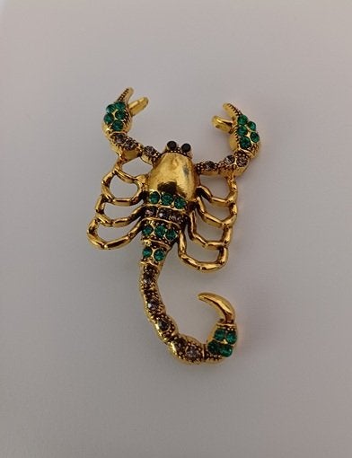 Goudkleurige broche schorpioen lichtblauwe steentjes  , Verzenden, Nieuw, Blauw, Overige materialen