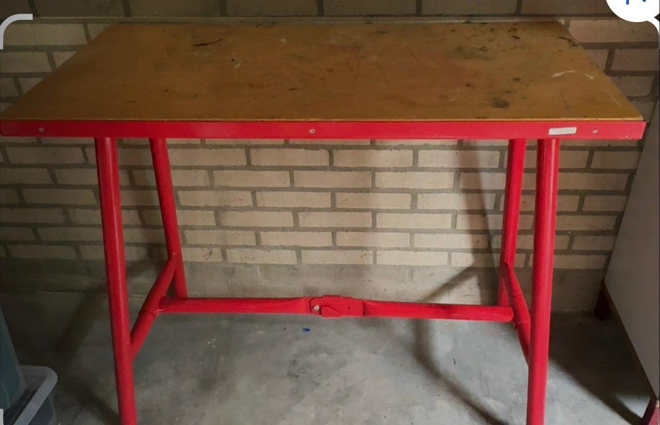 Opvouwbare Werkbank/Monteurstafel - Rood Stalen Frame, Ophalen, Gebruikt, 70 tot 120 cm, Inklapbaar