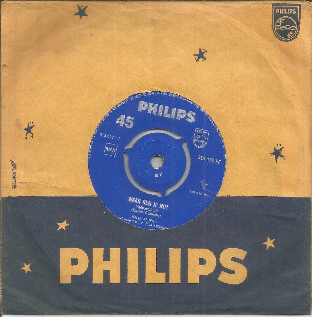 Willy Alberti – Waar Ben Je Nu? (1961), Cd's en Dvd's, Gebruikt, 7 inch, Ophalen of Verzenden, Levenslied of Smartlap